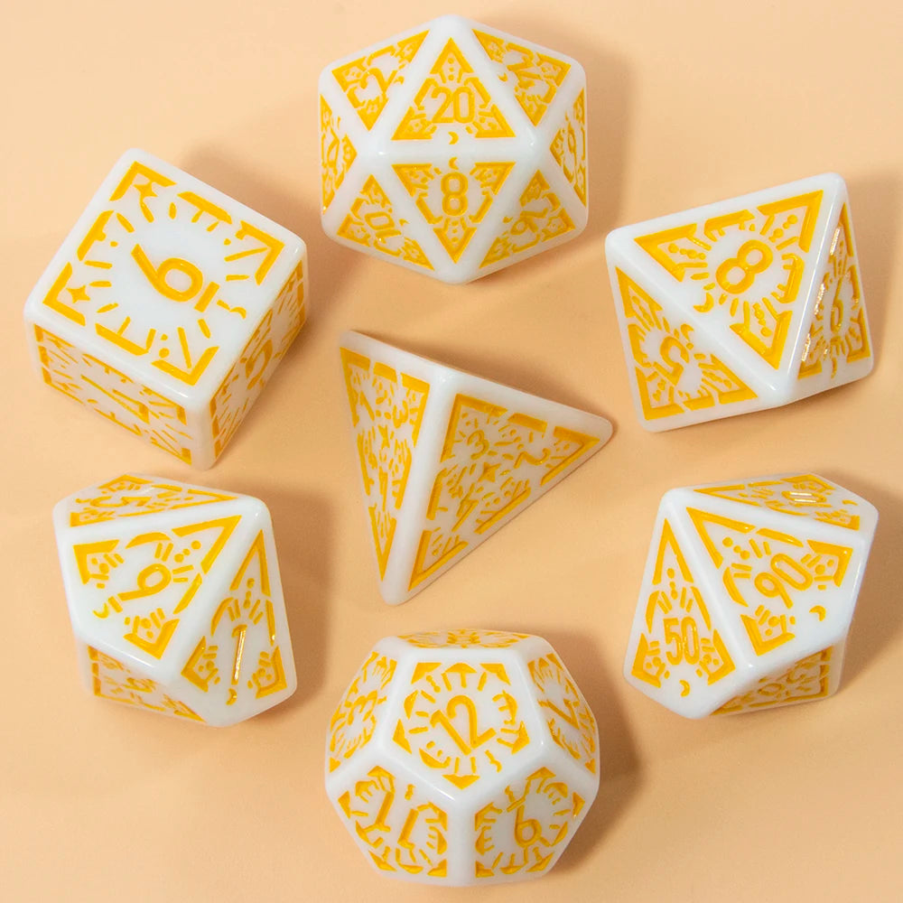 DND Carving Pattern Dice Set - 7Pcs RPG Polyhedral Dice for Board Games, Gifts & Entertainment Accessories