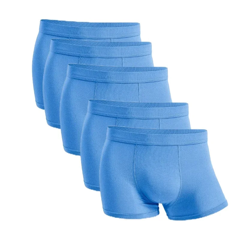 5-Pack Bamboo Men’s Boxers Underwear Plus Size XL–6XL, Breathable Gym Shorts Style Soft Black Underpants Gift Set