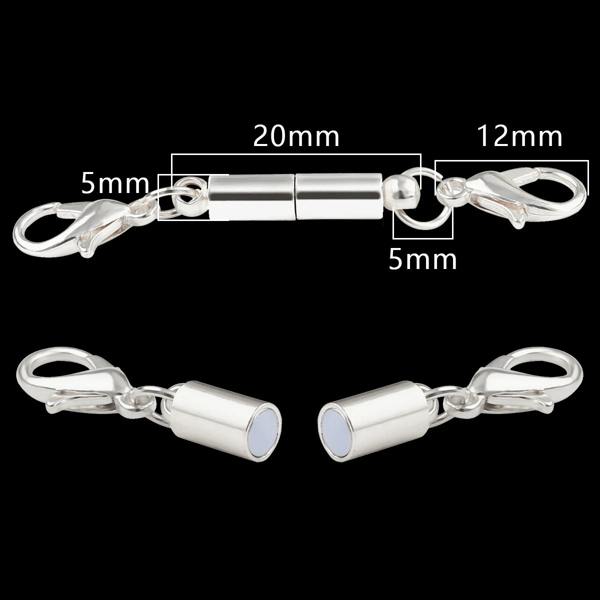 Magnetic Jewelry Clasp - Strong Metal End Connectors with Lobster Clasp for DIY Bracelets & Necklaces