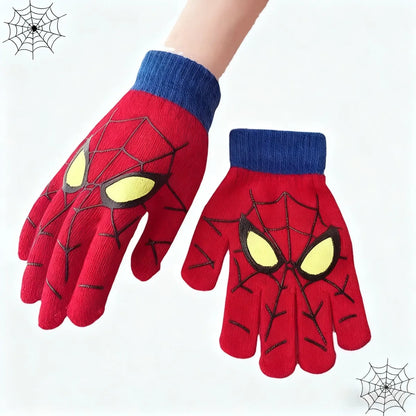 Spider Pattern Winter Gloves - Soft Stretch Knitted Full Finger Gloves for Daily Wear and Christmas Gifts