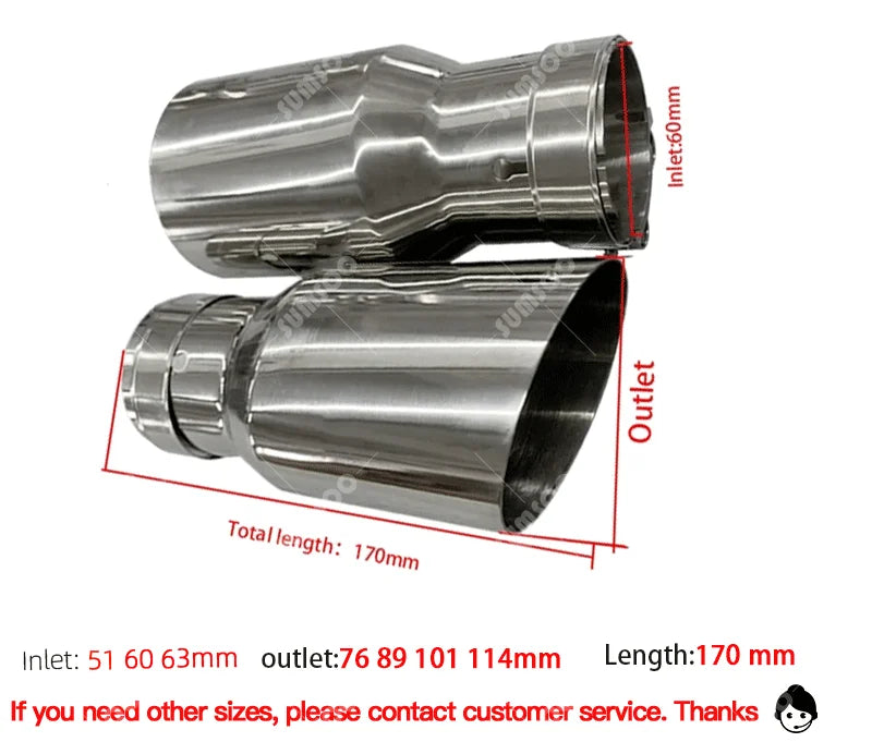 Universal Stainless Steel Car Exhaust Muffler Tail Pipe — Auto Modification Accessory