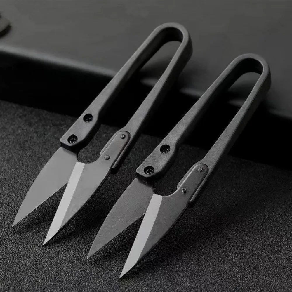 U-Shaped Carbon Steel Sewing Scissors - Stainless Elastic Shears for Clothing, Knitting & Crafts