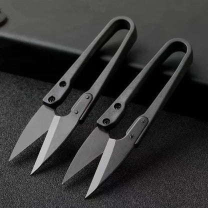 U-Shaped Carbon Steel Sewing Scissors - Stainless Elastic Shears for Clothing, Knitting & Crafts