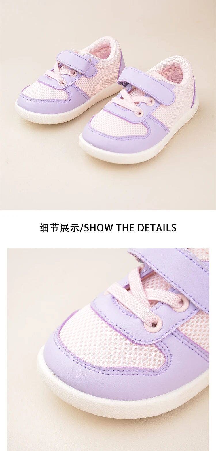 Girls Pink Low Top Sports Sneakers – Soft Casual Flat Shoes for Daily Outdoor Wear
