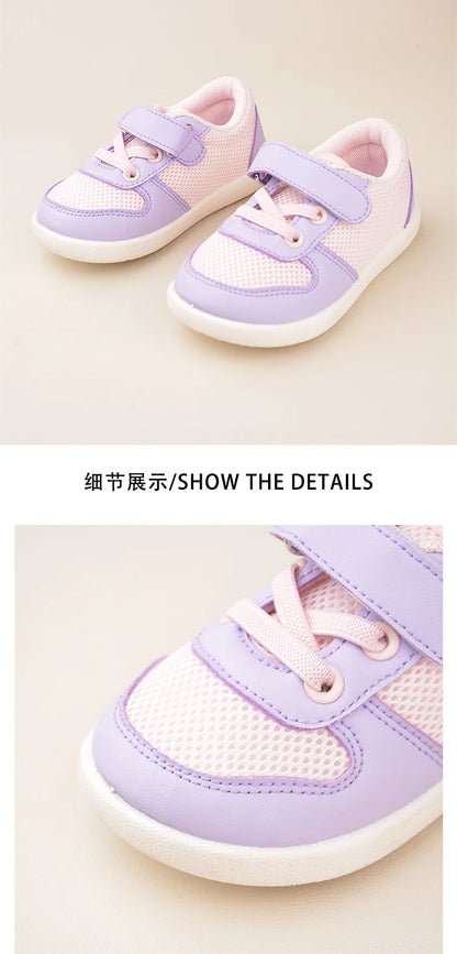 Girls Pink Low Top Sports Sneakers – Soft Casual Flat Shoes for Daily Outdoor Wear