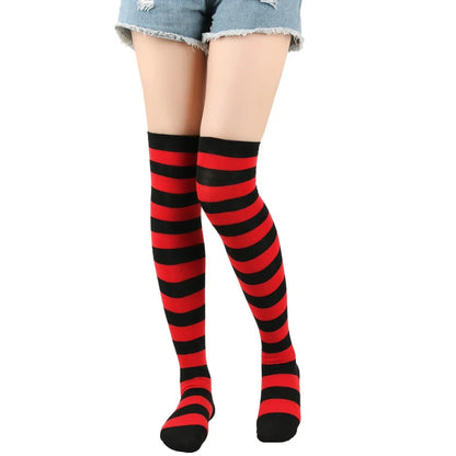 Stylish Knee-Length JK Striped Socks for Women & Girls – Multi-Color Cute Thigh-High Socks   1/2