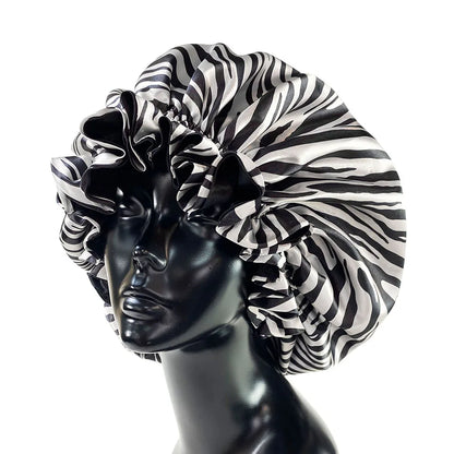 Women’s Satin Bonnet Cap – Double Layer Silky Big Bonnet, Printed Sleep Cap & Head Wrap for Ladies