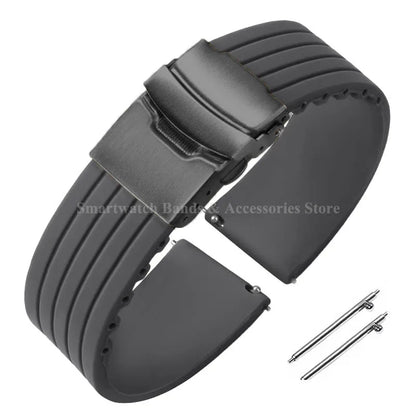 Quick Release Silicone Watch Strap 18–24mm – Sport Rubber Band for Huawei Watch GT2/3/4, Omega, Seiko, Fossil
