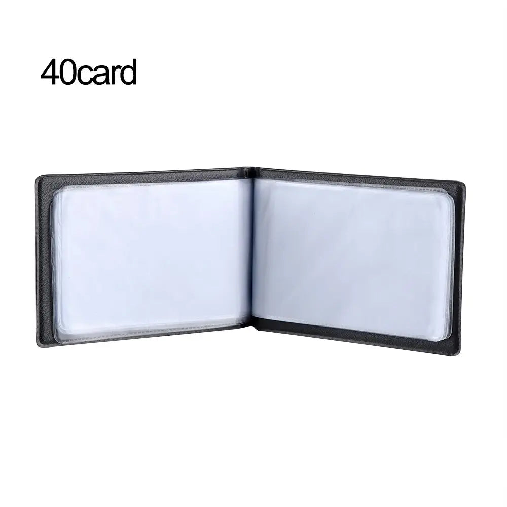 Leather ID & Credit Card Holder Book – 40/120/180/240/300 Card Organizer Album Case