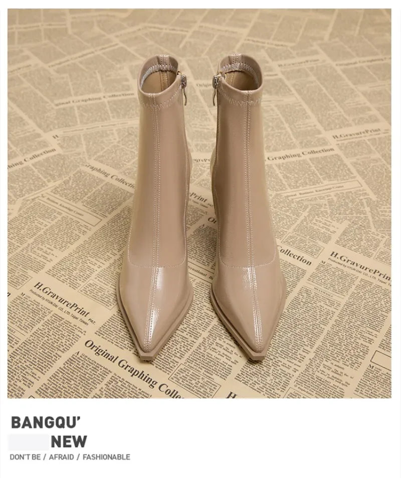 2024 High Heel Ankle Boots – Pointed Toe, Sexy Side Zip Women's Classic Daily Boots