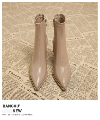 2024 High Heel Ankle Boots – Pointed Toe, Sexy Side Zip Women's Classic Daily Boots