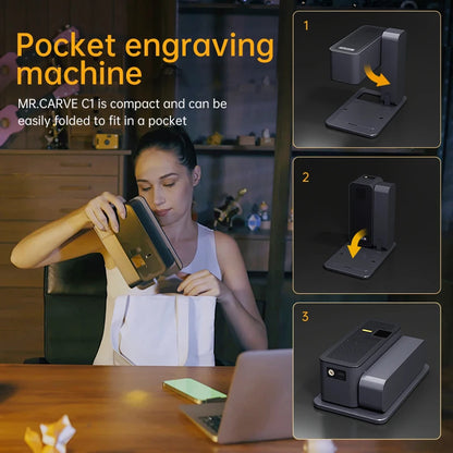 MR.CARVE C1 Portable Laser Engraver – Mobile APP Compatible for Windows & Mac, Engraves Wood, Plastic, Metal & More