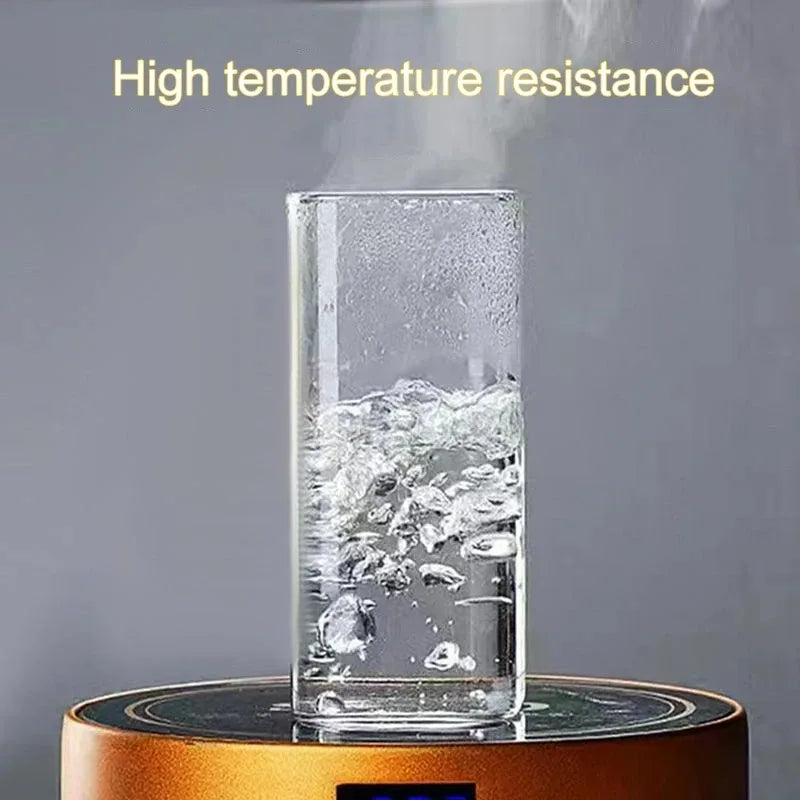 Square Heat-Resistant Coffee Glass Cup with Lid and Straw - Transparent Milk Tea, Juice, and Coffee Mug for Home Bar Drinkware