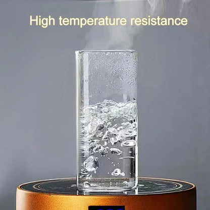 Square Heat-Resistant Coffee Glass Cup with Lid and Straw - Transparent Milk Tea, Juice, and Coffee Mug for Home Bar Drinkware
