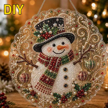 Christmas Pearl Diamond Painting Suncatcher Kit - DIY Acrylic Round Bead Craft for Wall & Window Decor