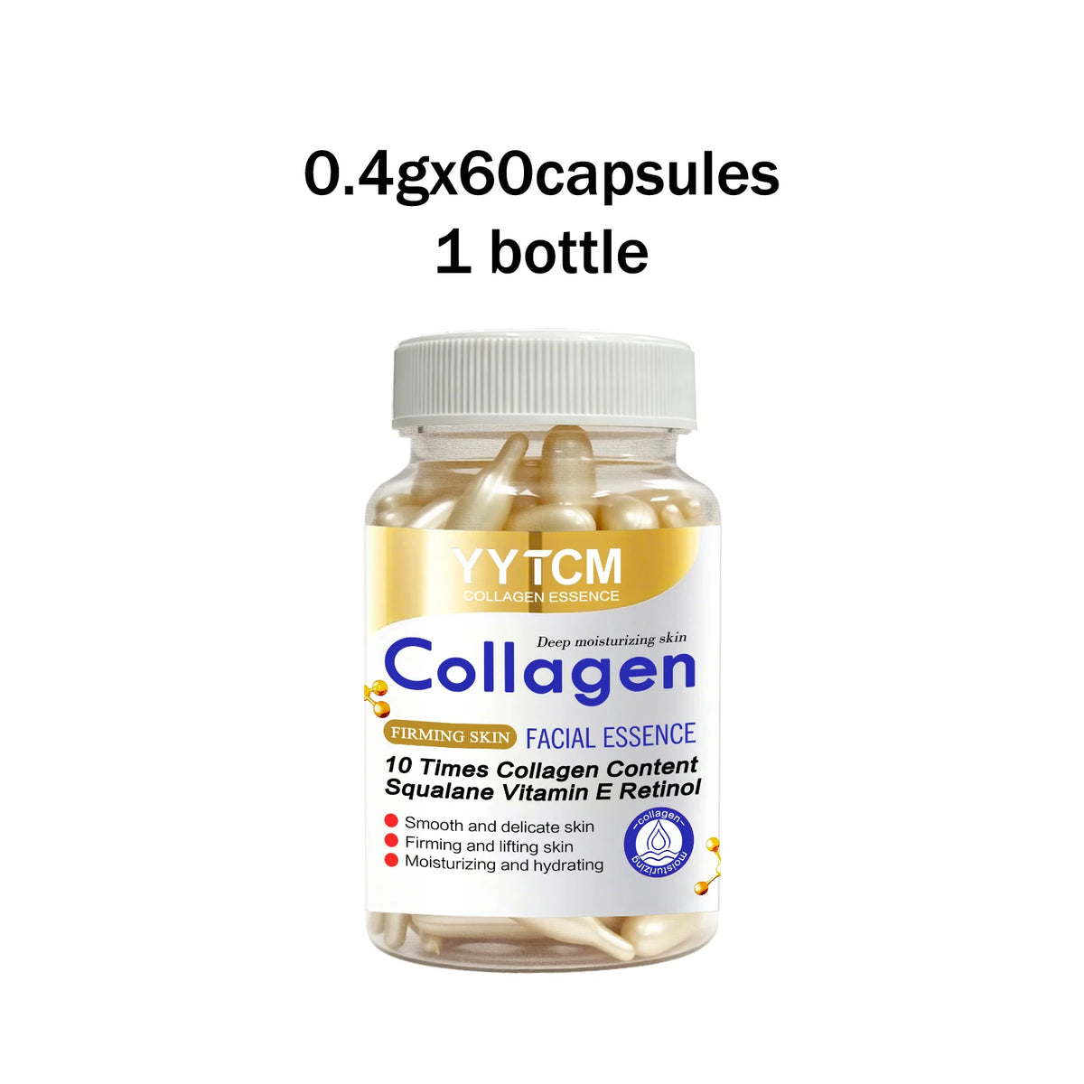 Collagen Firming Capsule Serum 30 Capsules - Hydrating Facial Serum with Plant-Based Squalane, Retinol & Vitamin E