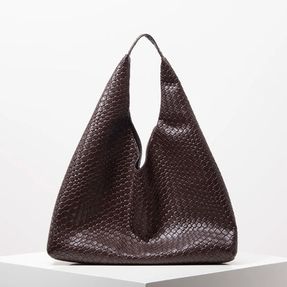 Women's Retro Artificial Leather Woven Shoulder Bag – Large Capacity Tote, Casual Armpit Bag, Daily Work & Shopping Bag (Random Pattern)
