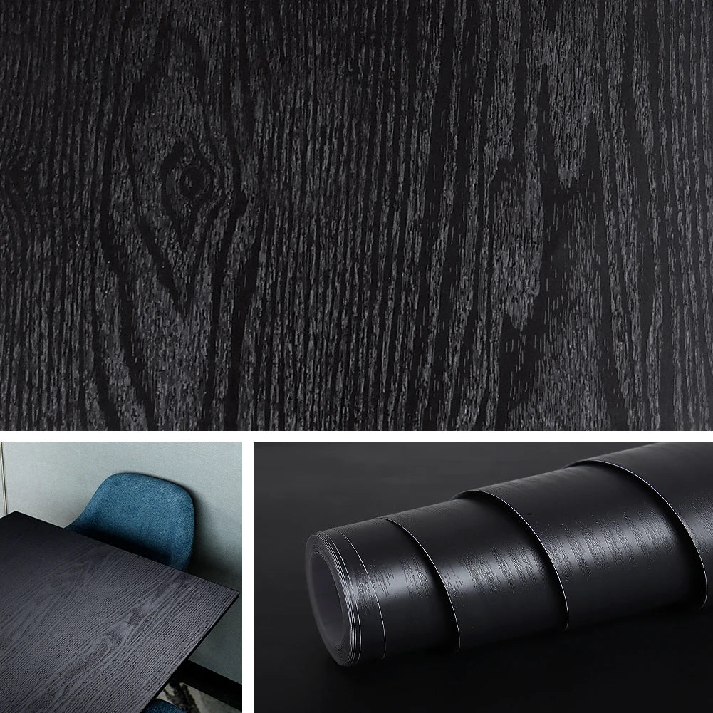 Self-Adhesive Waterproof Wood Grain Vinyl Wallpaper Roll – PVC Wall Sticker for Furniture Renovation & Bedroom Home Decor