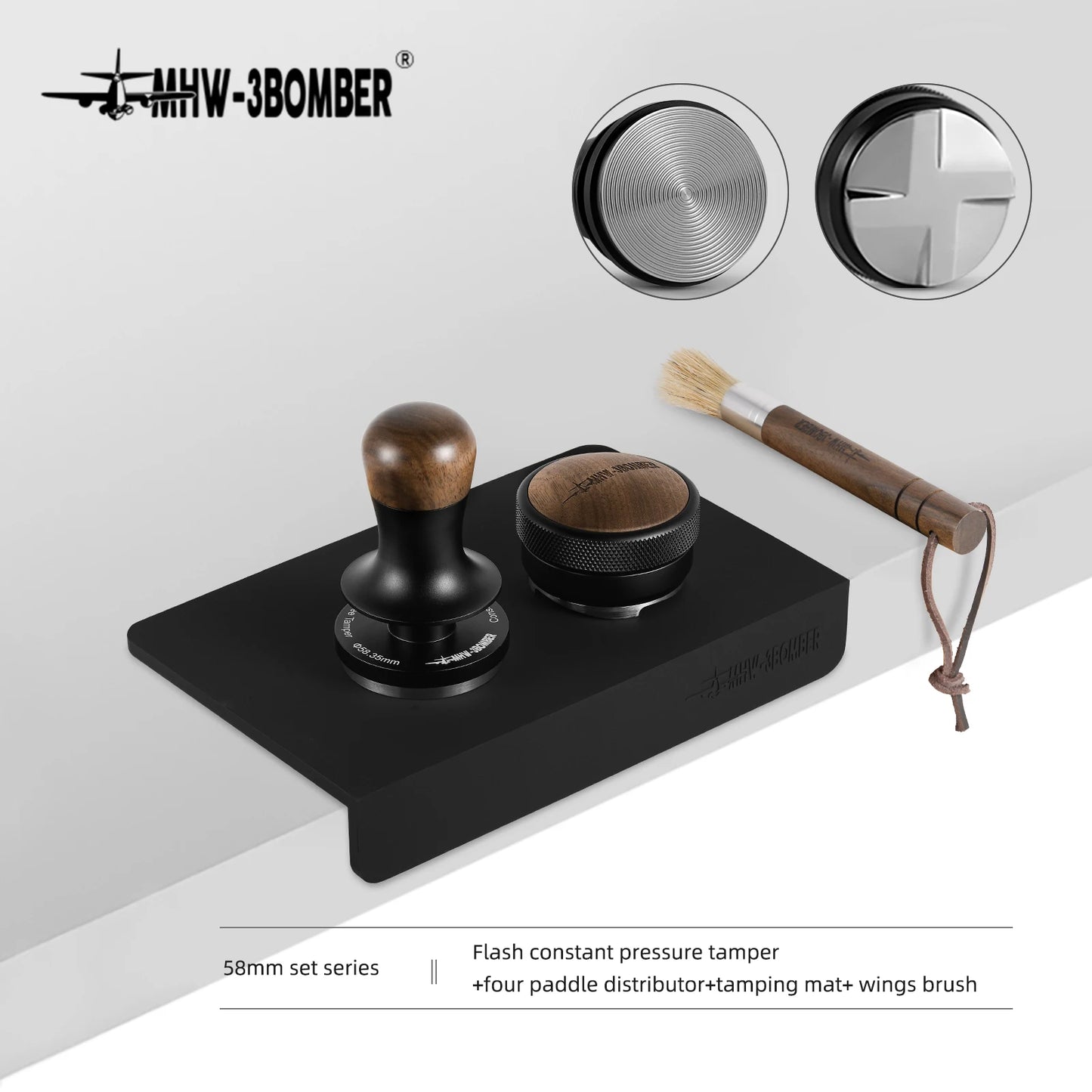 MHW-3BOMBER 30lb Calibrated Coffee Tamper – 51mm/53mm/58mm Flat Espresso Tamper with Spring-Loaded Pressure for Baristas