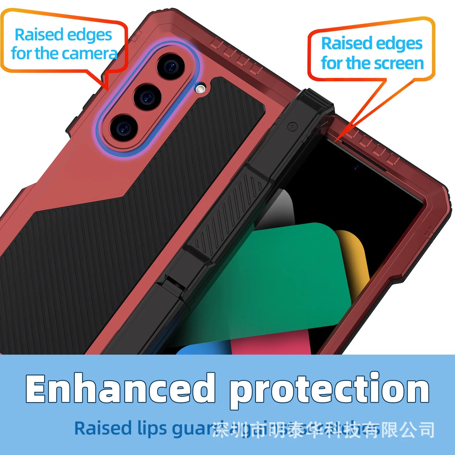 Heavy Duty Metal Shockproof Case for Samsung Galaxy Z Fold 6/5/4 – Anti-Fall Silicone Bumper Cover with PET Screen Protector