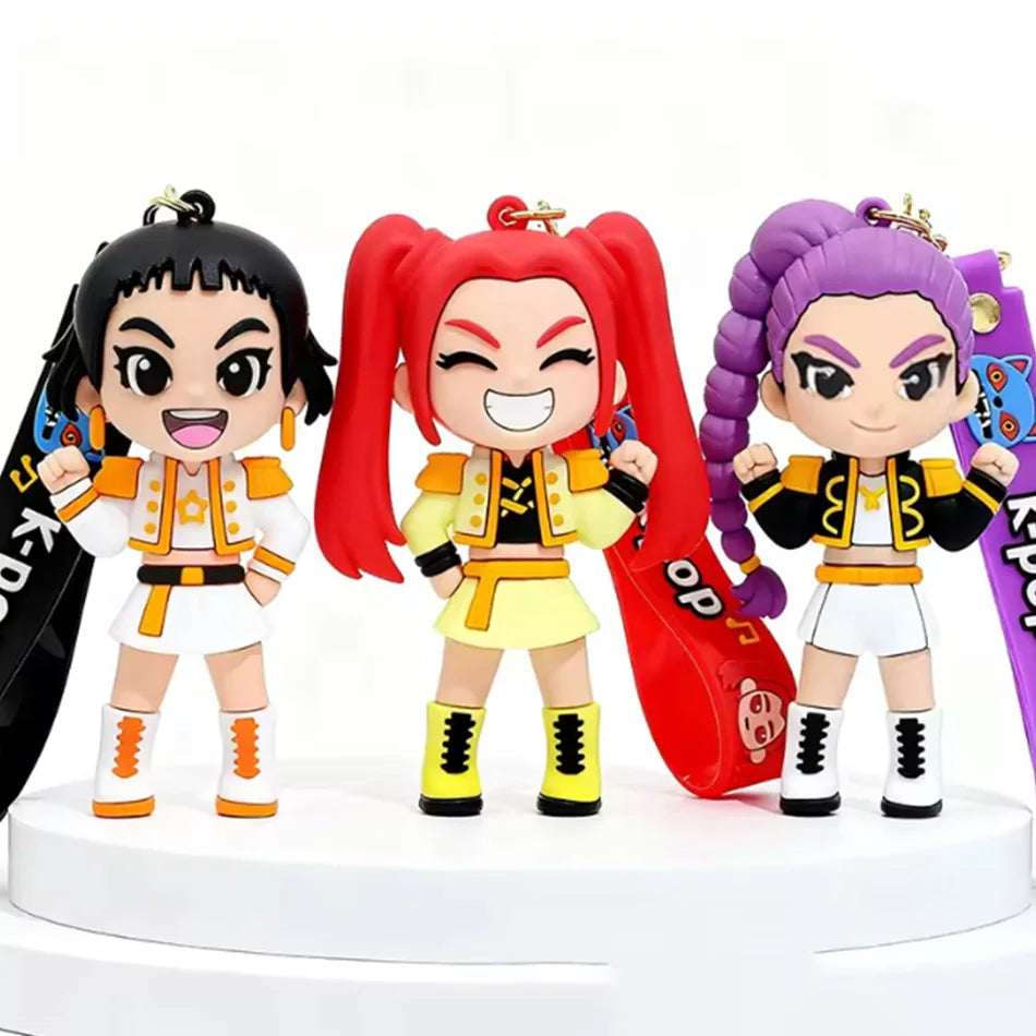 3D Printed Anime & K-Pop Keychains – Demon Hunters Girls & Cute Tiger Doll Action Toys, Perfect Christmas Gifts