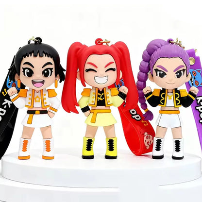 3D Printed Anime & K-Pop Keychains – Demon Hunters Girls & Cute Tiger Doll Action Toys, Perfect Christmas Gifts