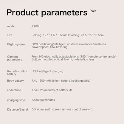 New XT808 Folding Drone – 5G Optical Flow GPS, WIFI Transmission, Professional Aerial Camera Quadcopter Toy Gift