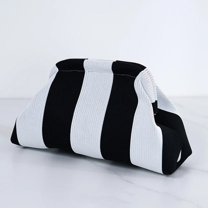 Summer Woven Crochet Clutch Bag – Women’s Cute Ruched Cloud Handbag, Casual Colorblock Purse