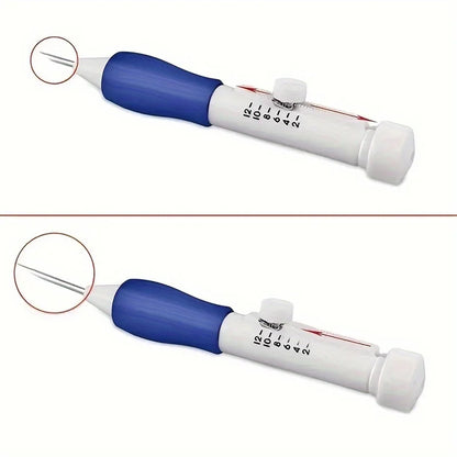 Adjustable Magic Embroidery Pen Set – 3 Needles, Threader & Scissors, Ergonomic Punch Needle Tool for DIY Sewing Crafts