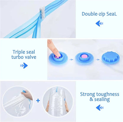 4pcs Reusable Transparent Vacuum Bags — Folding Compressed Space-Saving Storage for Clothes & Travel