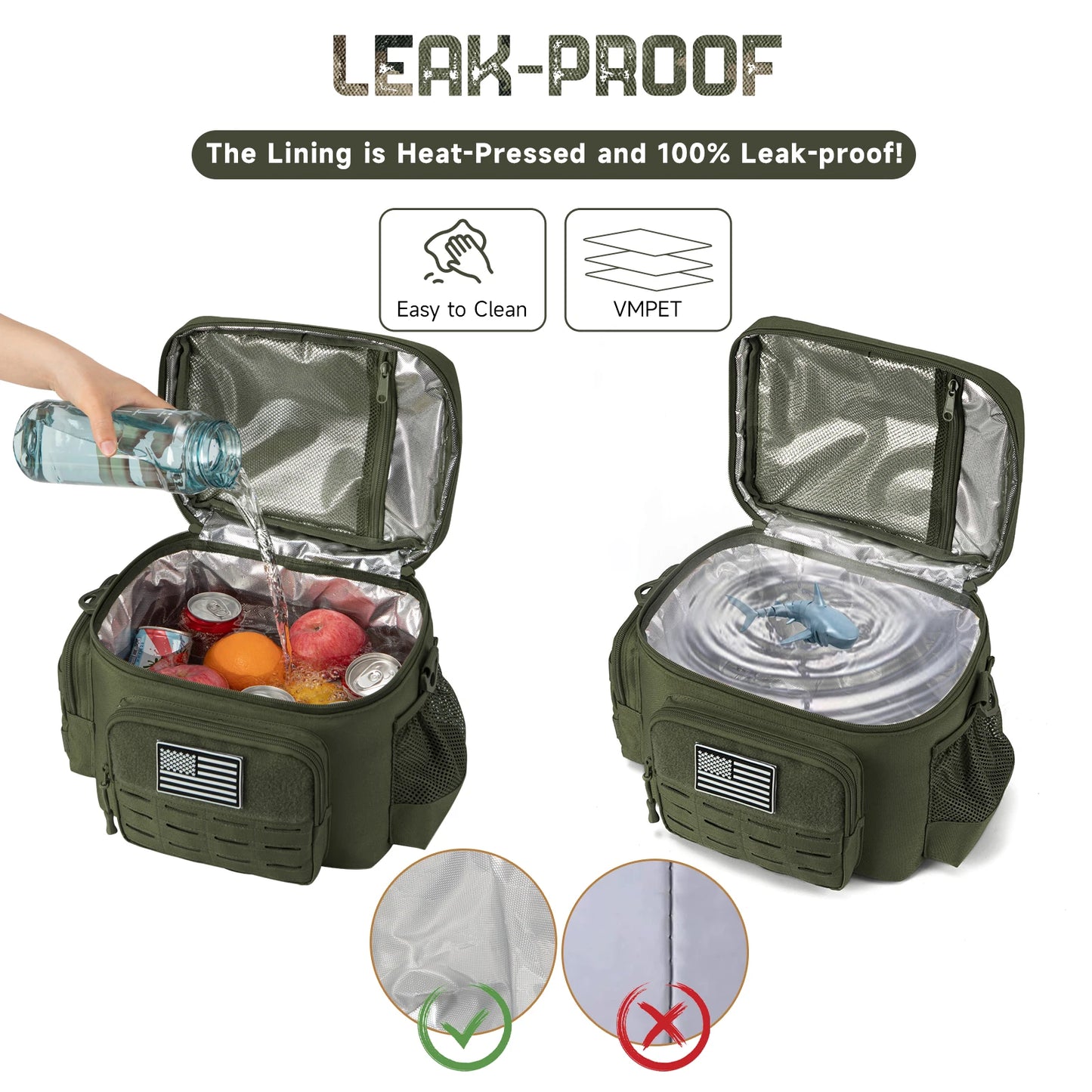 Military Tactical Lunch Box for Men - Heavy Duty, Leakproof, Insulated Thermal Cooler Bag for Work, Camping, Picnic Meals