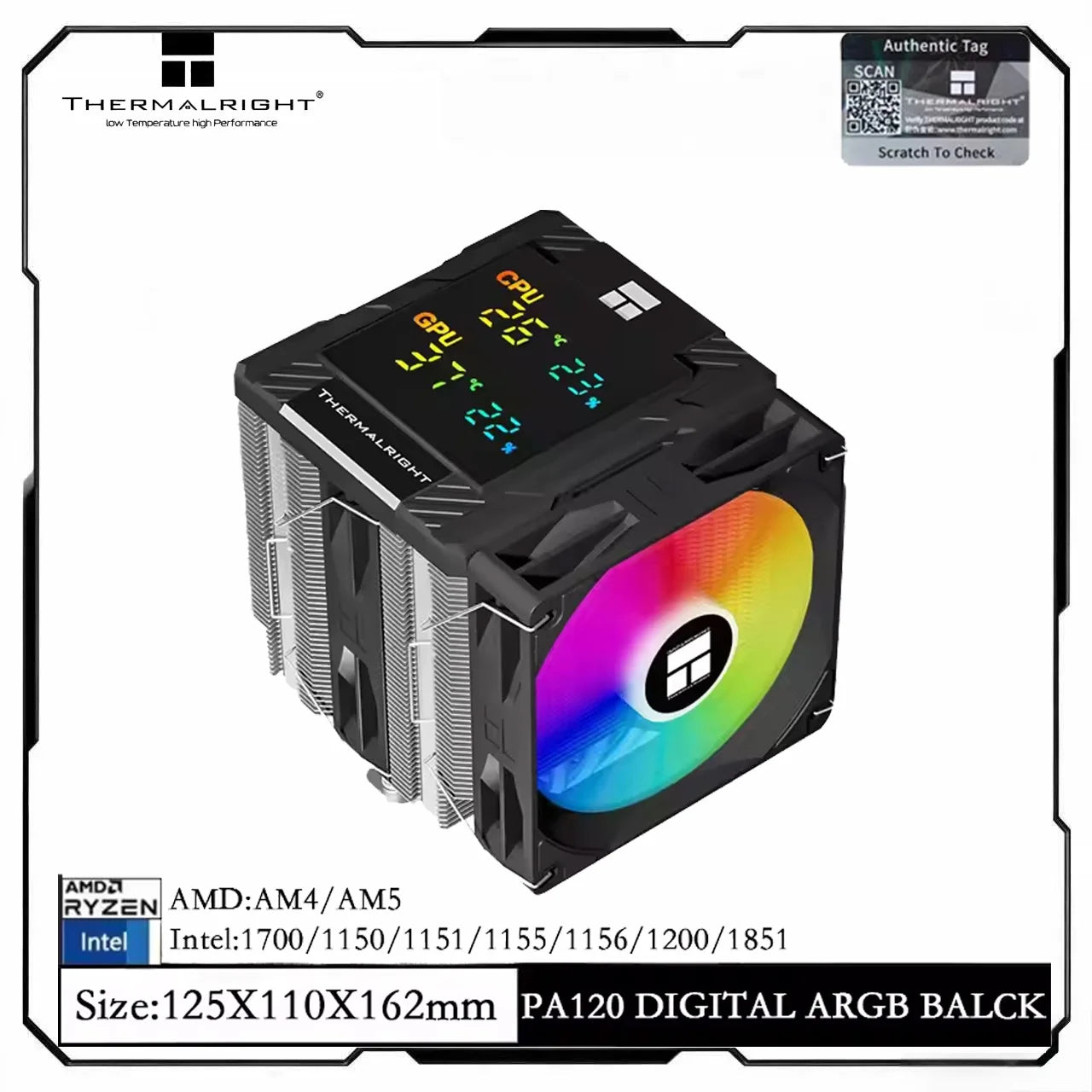 Thermalright Peerless Assassin 120 ARGB CPU Air Cooler – High Performance Dual Tower Cooler for Intel LGA1851/1700/1200/115X & AMD AM4/AM5 Black Edition