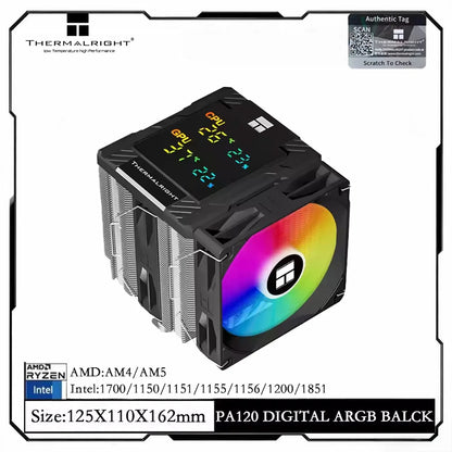 Thermalright Peerless Assassin 120 ARGB CPU Air Cooler – Digital Black Dual Tower High Performance Radiator for Intel LGA1851/1700/1200/115X & AMD AM4/AM5