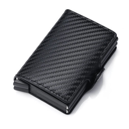 RFID Carbon Fiber Slim Wallet for Men – Mini Card Holder with 14 Slots, Small Money Bag Purse