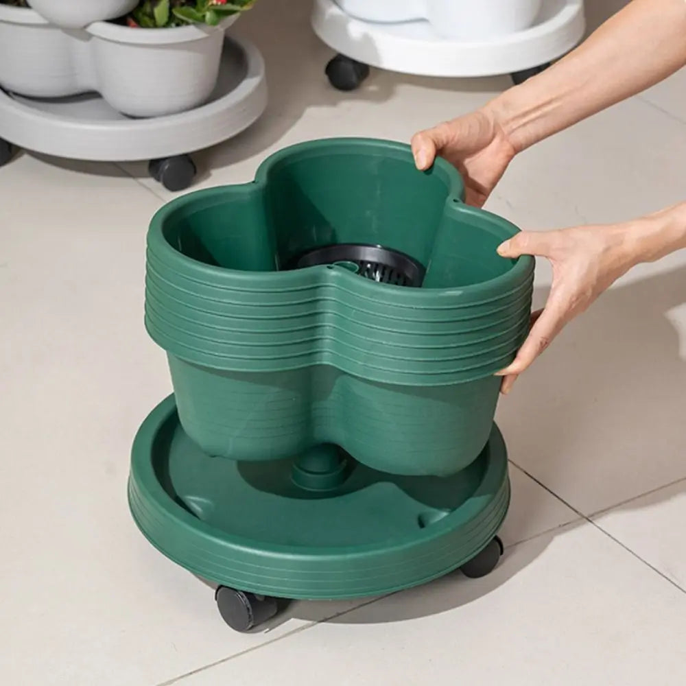 Vertical Stackable Garden Planter Tower - Multi-Layer Flower Pot with Rolling Casters