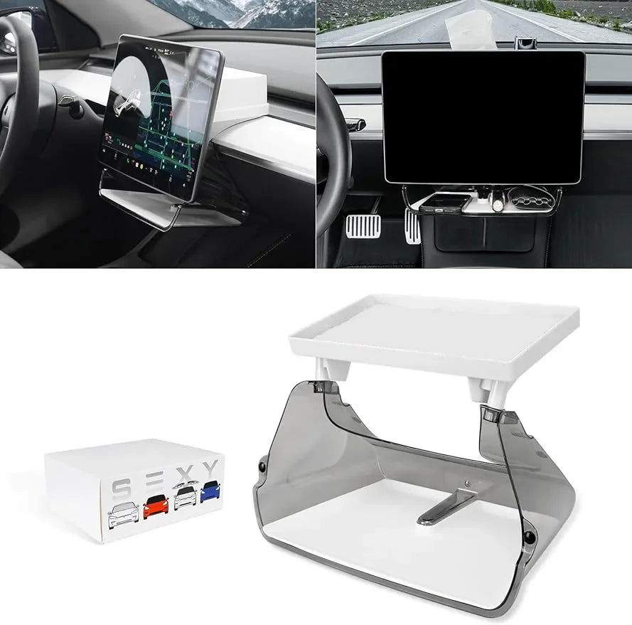 Center Console Organizer for Tesla Model 3 & Model Y Highland – Anti-Slip Under Screen Storage Box with Screen Back Storage