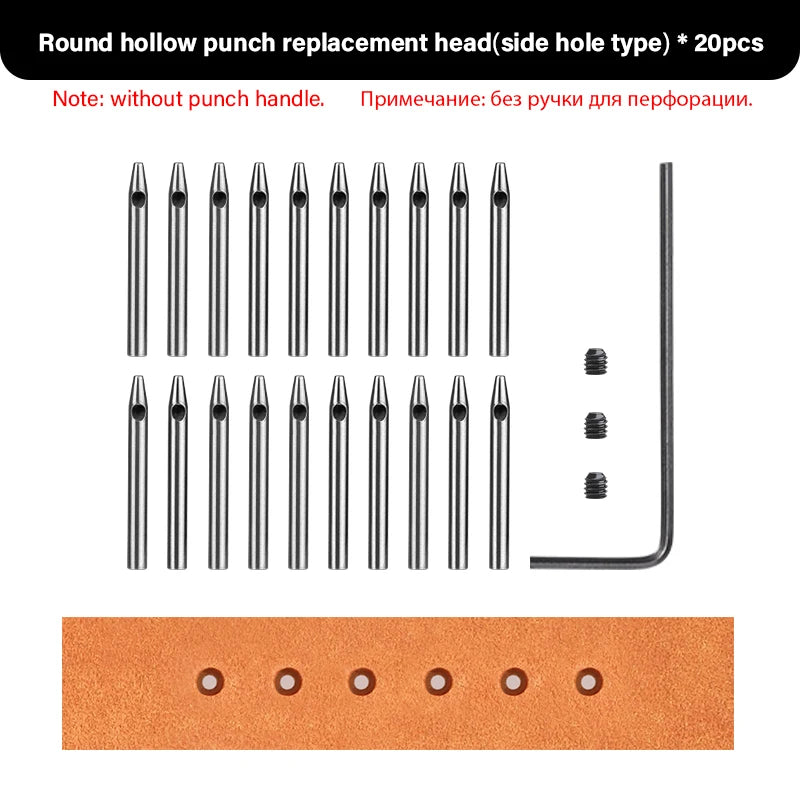 WUTA Leather Hole Punch Tool - Multifunctional Round Pricking Iron with Interchangeable Heads for Leather Craft & Stitching