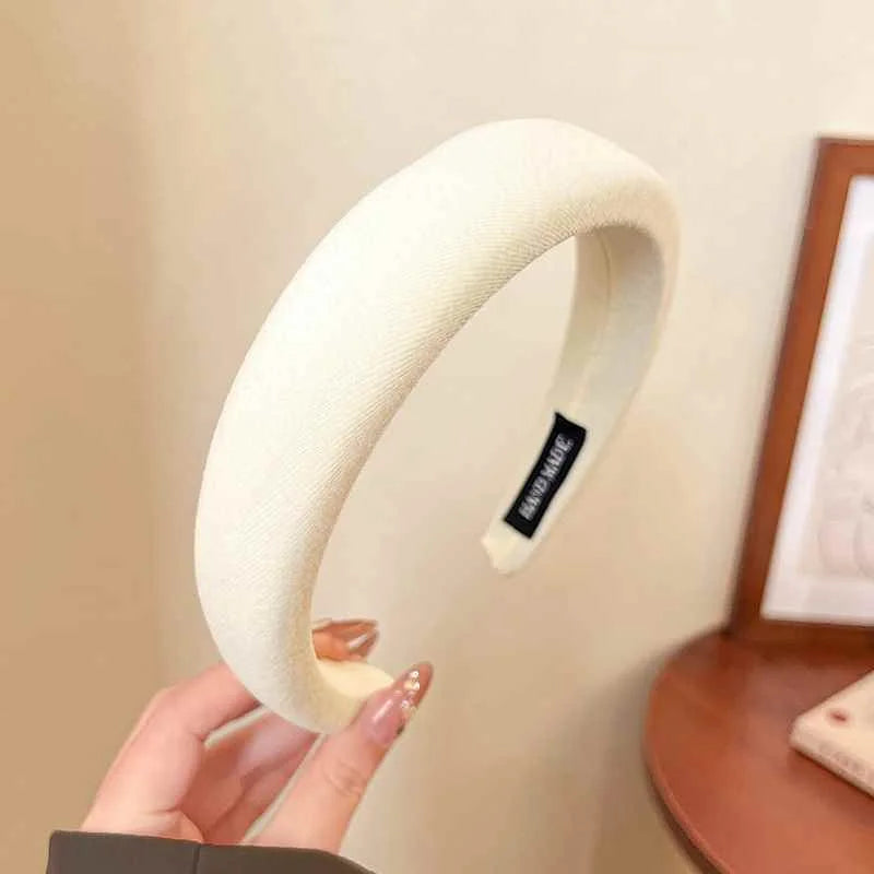 Wild Solid Color Sponge Headband – Wide Edge Fashion Hair Band for Women & Girls, Face Wash Accessory