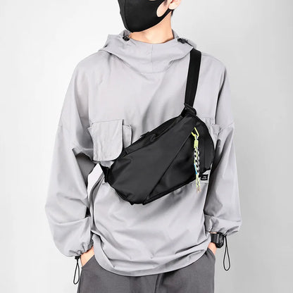 Men’s Shoulder Chest Bag - Nylon Waterproof Outdoor Sport Running & Cycling Belt Bag, Large Capacity Travel Phone Pouch Messenger Bag