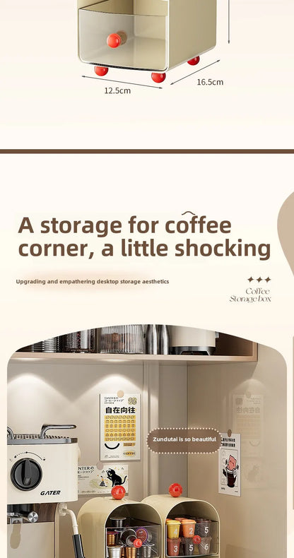 Desktop Coffee & Tea Organizer – Corner Storage Box Drawer for Office, Table, Capsules, and Tea Bags