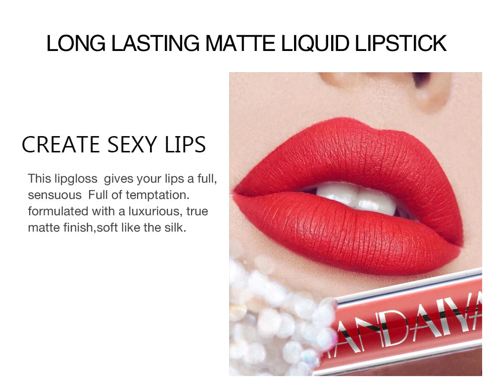 HANDAIYAN 6-Piece Matte Liquid Lipstick Set – Long-Lasting, Non-Stick Cup Lip Gloss Gift Box