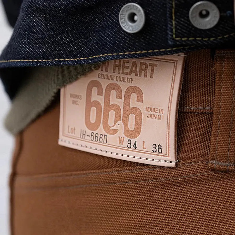 IRON HEART IH-666 Heavy Canvas Pants - 17oz Brown Cotton Logging Workwear Trousers