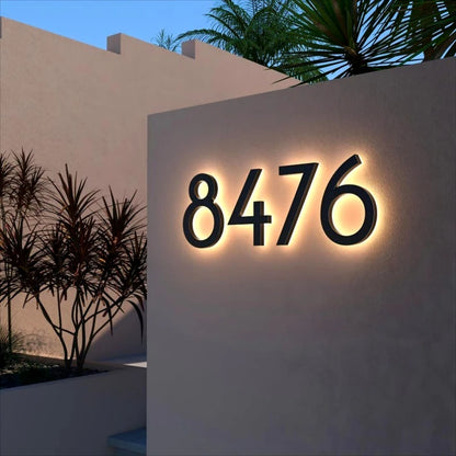 Custom LED House Numbers - Modern Stainless Steel 3D Backlit Address Sign, Waterproof Outdoor Door Plate