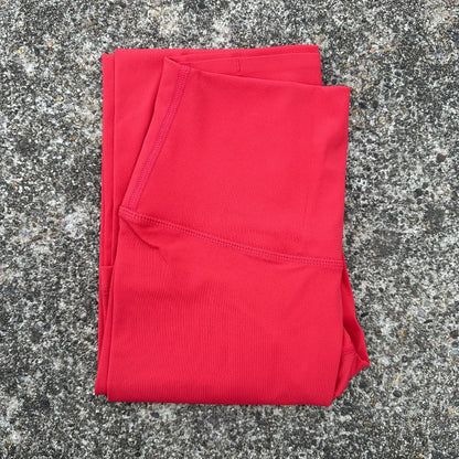 High Waist Women's Yoga Leggings - Solid Color Cropped Gym & Training Pants with Back Pocket