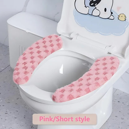 Thick Warm Toilet Seat Cushion Cover – Adhesive, Washable & Reusable Bathroom Mat for Winter Comfort