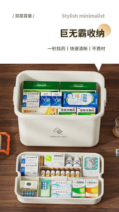 Large Capacity Medicine Box – Portable Home First Aid Kit with Multi-Layer Drug Storage for Family Emergencies