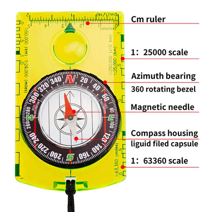 Waterproof Hiking Compass - Outdoor Navigation & Orienteering Tool for Camping, Backpacking and Map Reading