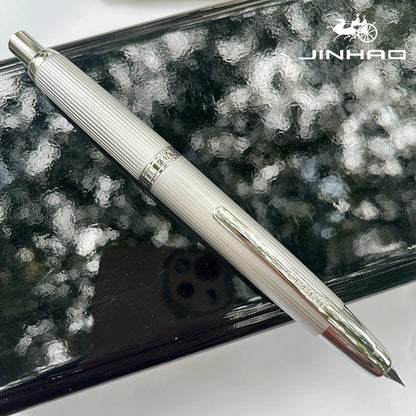 Jinhao 10 Metal Fountain Pen – Press-Out Nib, Retractable Fine Nib with Ink Converter