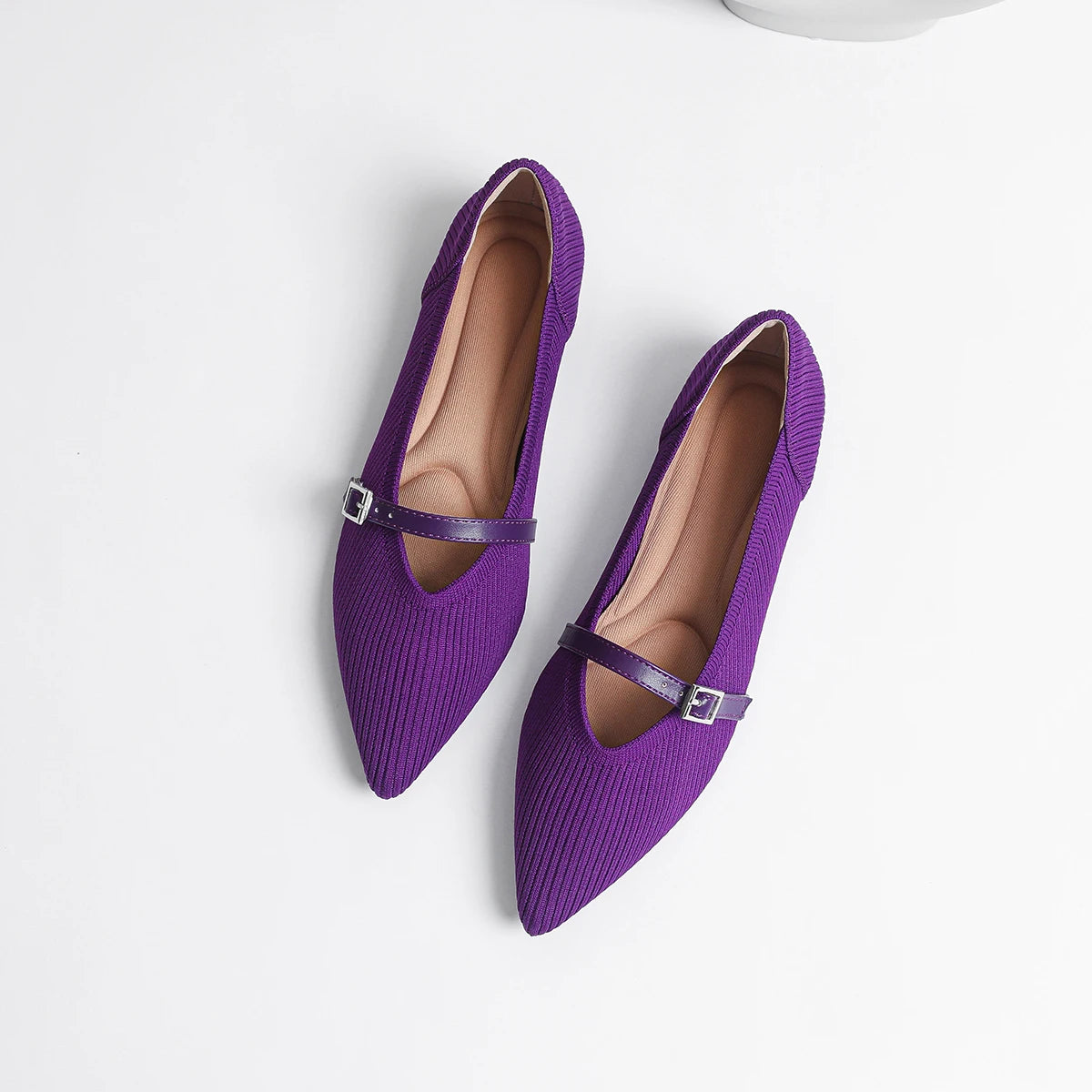 2024 Women's Flat Shoes – Pointed Toe Soft Knitted Sole, Breathable & Comfortable Spring and Autumn New Model
