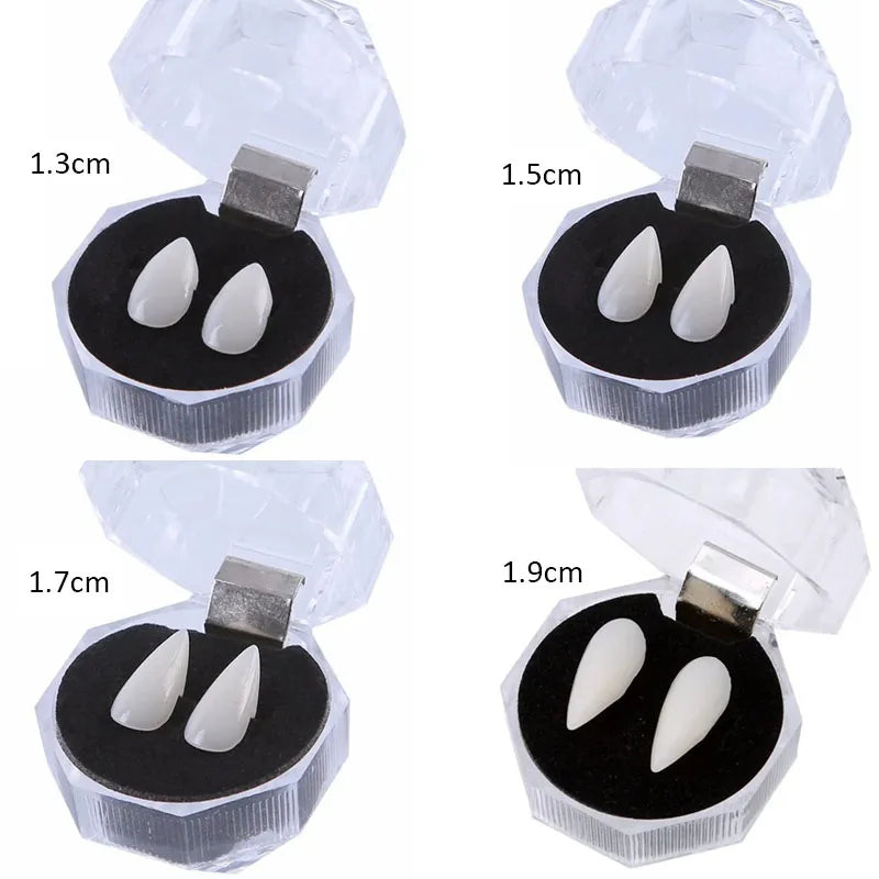 Vampire Fangs False Teeth - Halloween Costume Props with Denture Adhesive for Parties & Decor